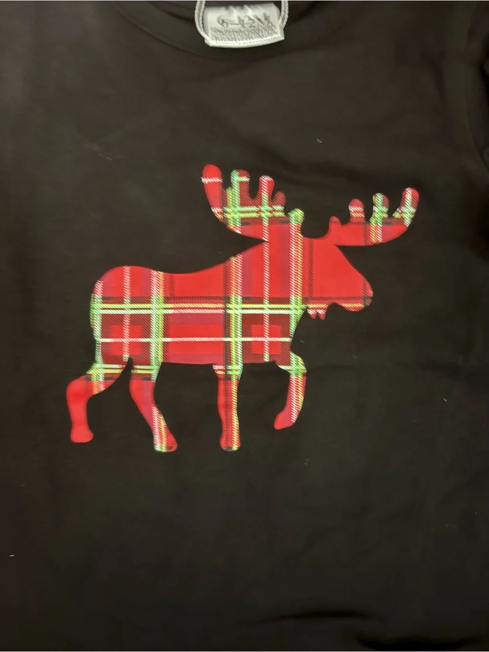 Ann Loren Black One-Piece Romper with Red Plaid Moose